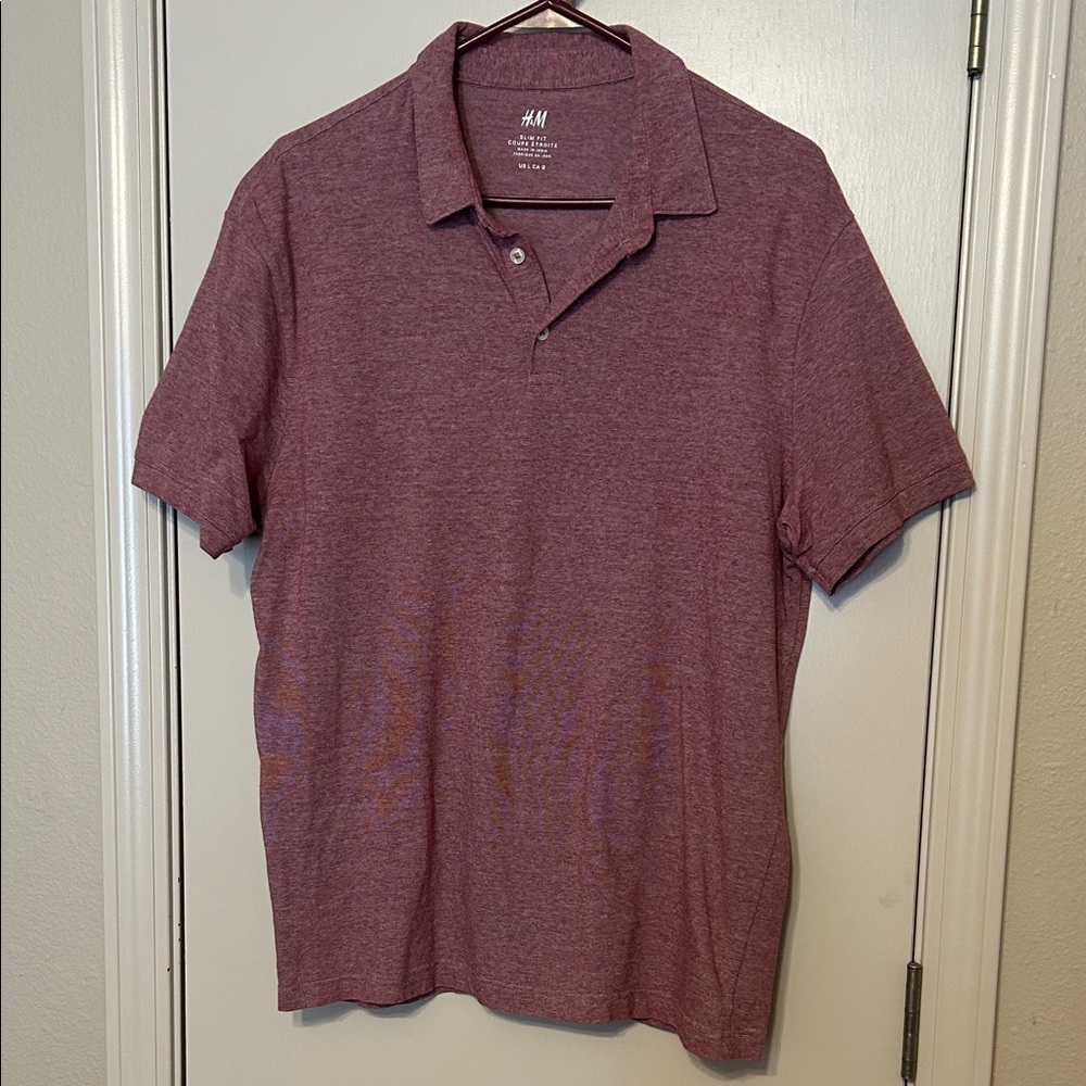 H&M Men's Burgundy Polo Shirt